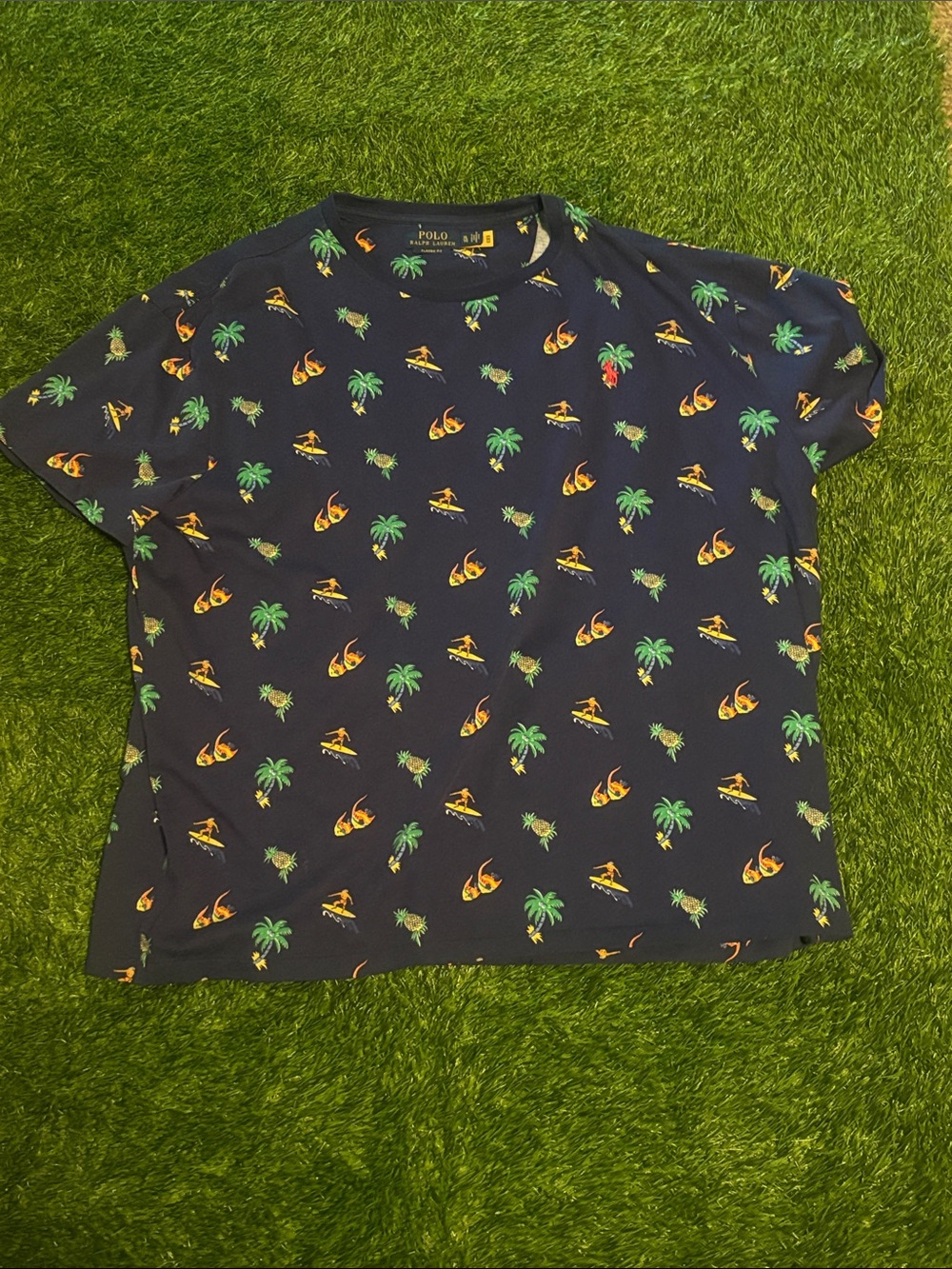 Polo  Ralph Lauren Navy Tropical Print Tee XL